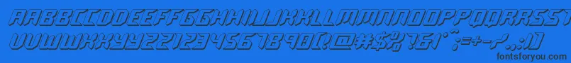 roboclone3d-Schriftart – Schwarze Schriften auf blauem Hintergrund