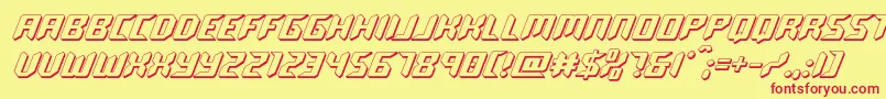 roboclone3d-Schriftart – Rote Schriften auf gelbem Hintergrund
