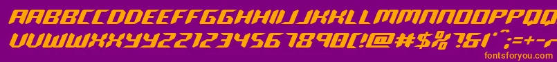 robocloneexpand-Schriftart – Orangefarbene Schriften auf violettem Hintergrund