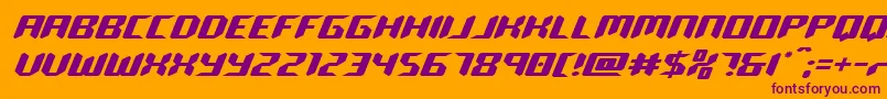 robocloneexpand-Schriftart – Violette Schriften auf orangefarbenem Hintergrund
