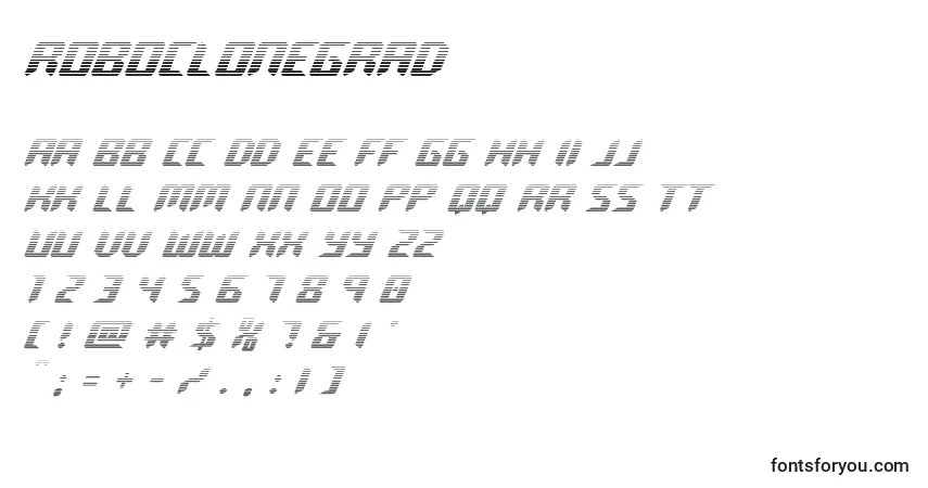 Fuente Roboclonegrad - alfabeto, números, caracteres especiales