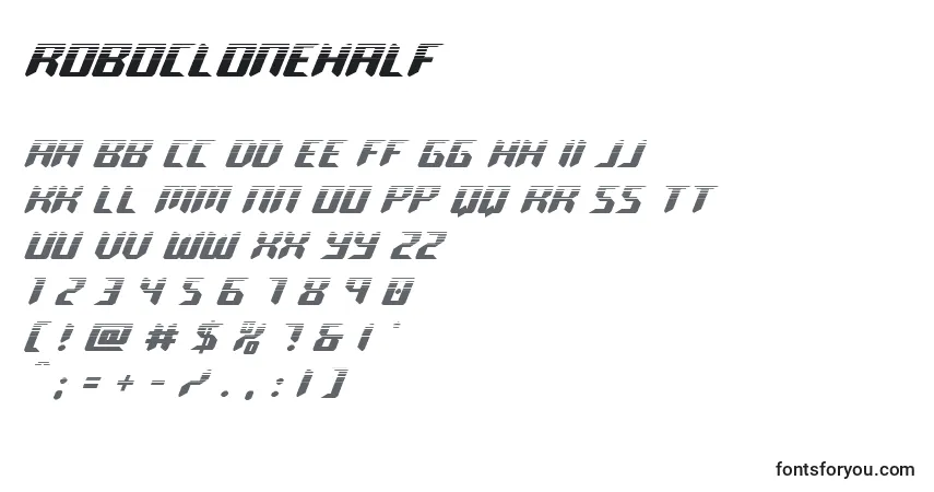 A fonte Roboclonehalf – alfabeto, números, caracteres especiais