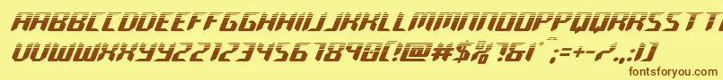フォントroboclonehalf – 茶色の文字が黄色の背景にあります。