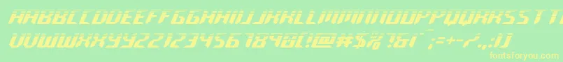 フォントroboclonehalf – 黄色の文字が緑の背景にあります
