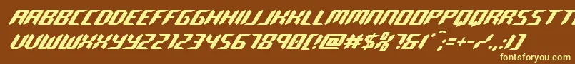 robocloneital Font – Yellow Fonts on Brown Background