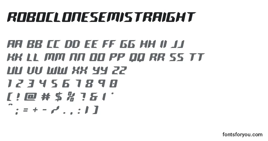 Schriftart Roboclonesemistraight – Alphabet, Zahlen, spezielle Symbole