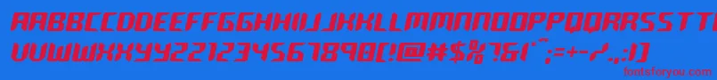 roboclonesemistraight Font – Red Fonts on Blue Background