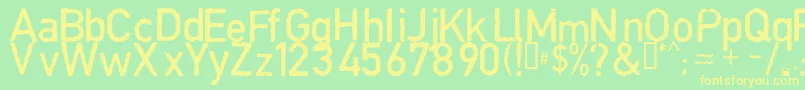 CopystructNormal-fontti – keltaiset fontit vihreällä taustalla