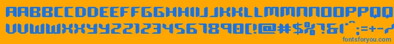 roboclonestraightexpand-Schriftart – Blaue Schriften auf orangefarbenem Hintergrund