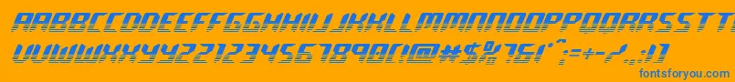 roboclonetwotone-Schriftart – Blaue Schriften auf orangefarbenem Hintergrund