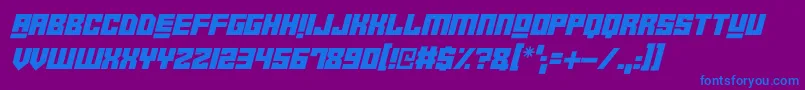 Czcionka Robot Crush Italic – niebieskie czcionki na fioletowym tle