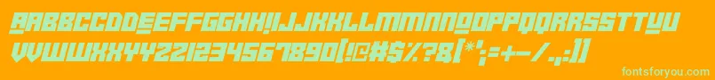 Robot Crush Italic Font – Green Fonts on Orange Background