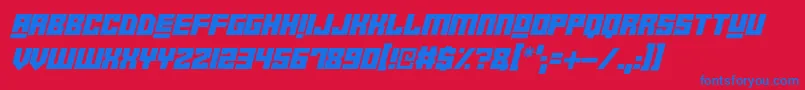 Robot Crush Italic-Schriftart – Blaue Schriften auf rotem Hintergrund