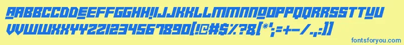 Robot Crush Italic Font – Blue Fonts on Yellow Background