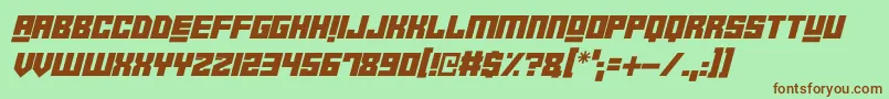 Robot Crush Italic Font – Brown Fonts on Green Background