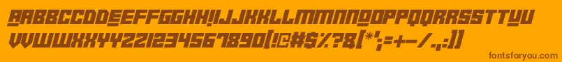 Weitere Informationen zur Robot Crush Italic-Schriftart Robot Crush Italic-Schriftart – Braune Schriften auf orangefarbenem Hintergrund