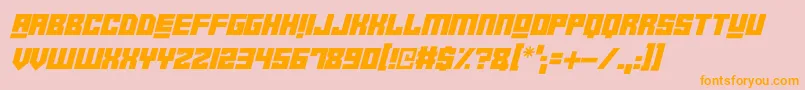 Robot Crush Italic-Schriftart – Orangefarbene Schriften auf rosa Hintergrund