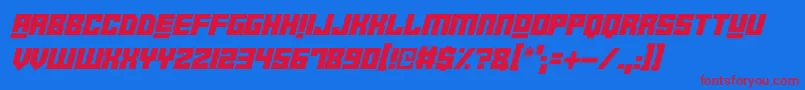 Robot Crush Italic Font – Red Fonts on Blue Background