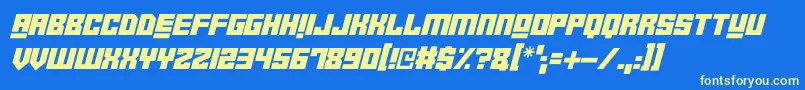 Robot Crush Italic Font – Yellow Fonts on Blue Background