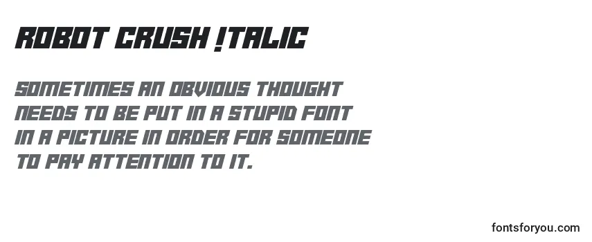 Review of the Robot Crush Italic (138847) Font
