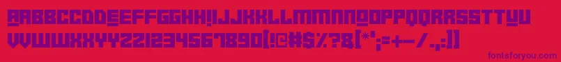 Robot Crush-Schriftart – Violette Schriften auf rotem Hintergrund
