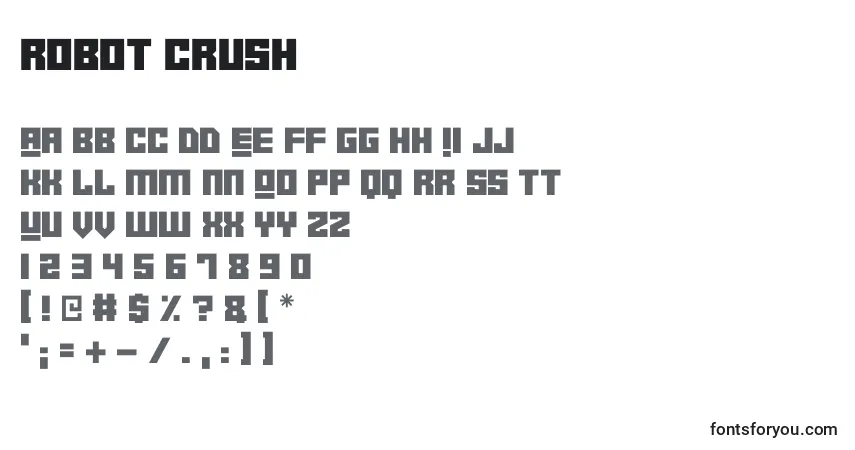 Шрифт Robot Crush (138849) – алфавит, цифры, специальные символы