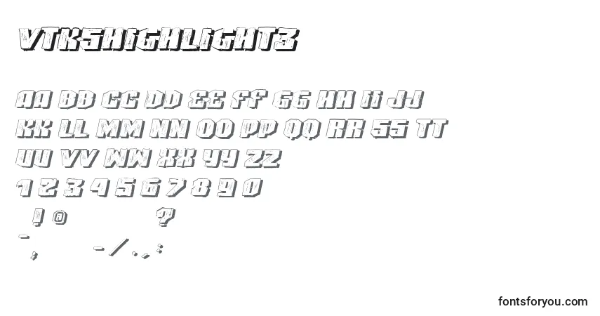 Czcionka VtksHighlight3 – alfabet, cyfry, specjalne znaki