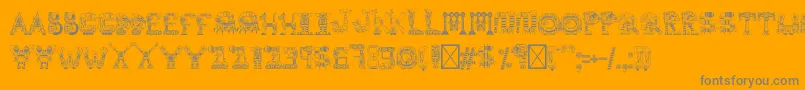 robot medoclone-Schriftart – Graue Schriften auf orangefarbenem Hintergrund