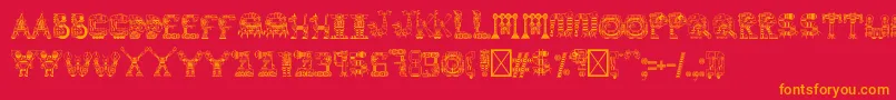 robot medoclone-Schriftart – Orangefarbene Schriften auf rotem Hintergrund