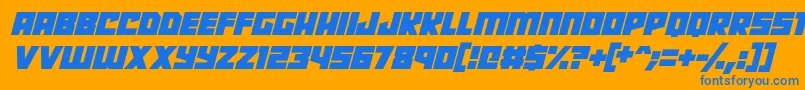 Robot Radicals Italic Font – Blue Fonts on Orange Background