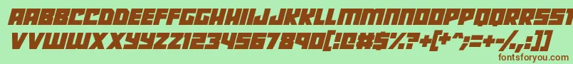 フォントRobot Radicals Italic – 緑の背景に茶色のフォント