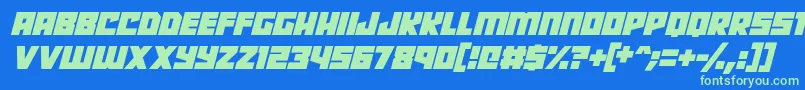 Robot Radicals Italic Font – Green Fonts on Blue Background