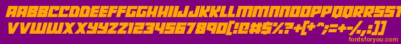 Robot Radicals Italic Font – Orange Fonts on Purple Background