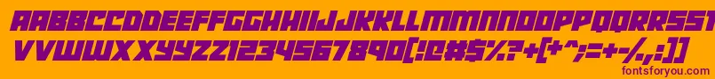 Robot Radicals Italic-fontti – violetit fontit oranssilla taustalla