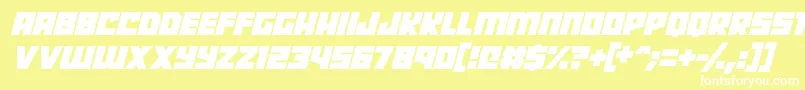 Robot Radicals Italic-Schriftart – Weiße Schriften auf gelbem Hintergrund