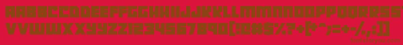 Robot Radicals-Schriftart – Braune Schriften auf rotem Hintergrund
