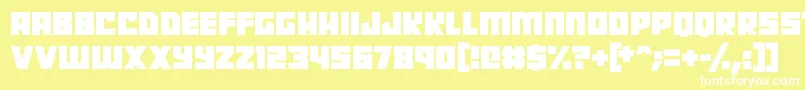 Robot Radicals-fontti – valkoiset fontit keltaisella taustalla