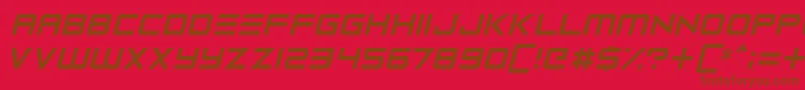 Robot Reavers-Schriftart – Braune Schriften auf rotem Hintergrund