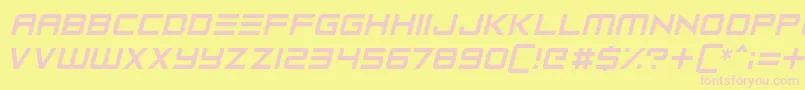 Robot Reavers-Schriftart – Rosa Schriften auf gelbem Hintergrund
