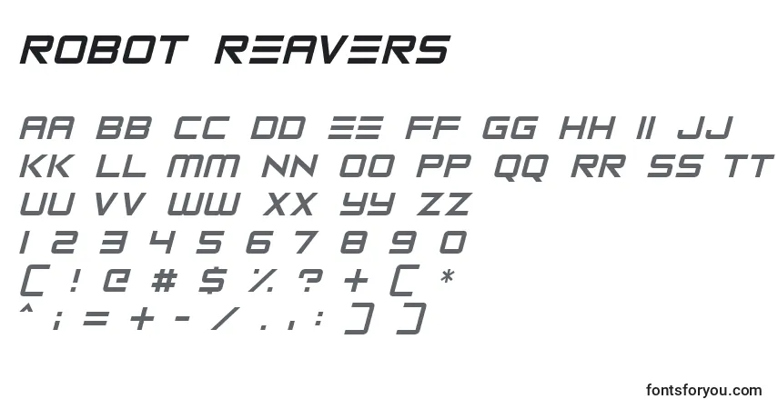 Schriftart Robot Reavers (138856) – Alphabet, Zahlen, spezielle Symbole