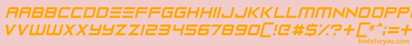 Fonte Robot Reavers – fontes laranjas em um fundo rosa