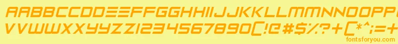 Robot Reavers-Schriftart – Orangefarbene Schriften auf gelbem Hintergrund