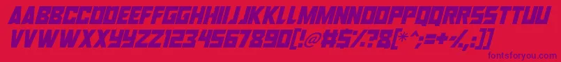 Czcionka Robot Renegades Italic – fioletowe czcionki na czerwonym tle