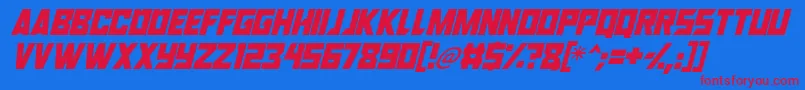 Robot Renegades Italic Font – Red Fonts on Blue Background
