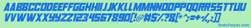 Robot Renegades Italic Font – Blue Fonts on Green Background
