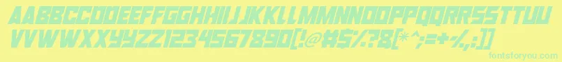 Robot Renegades Italic Font – Green Fonts on Yellow Background