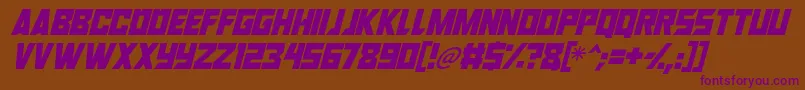 Robot Renegades Italic Font – Purple Fonts on Brown Background