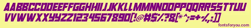 Robot Renegades Italic Font – Purple Fonts on Yellow Background