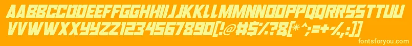 Robot Renegades Italic Font – Yellow Fonts on Orange Background