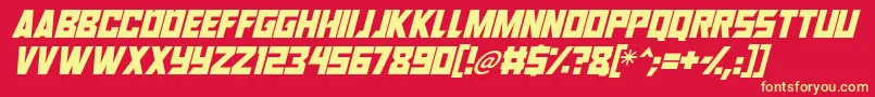 Robot Renegades Italic Font – Yellow Fonts on Red Background